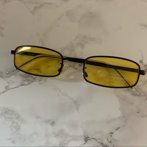 Thin Rectangle Frame Yellow Tinted Sunglasses